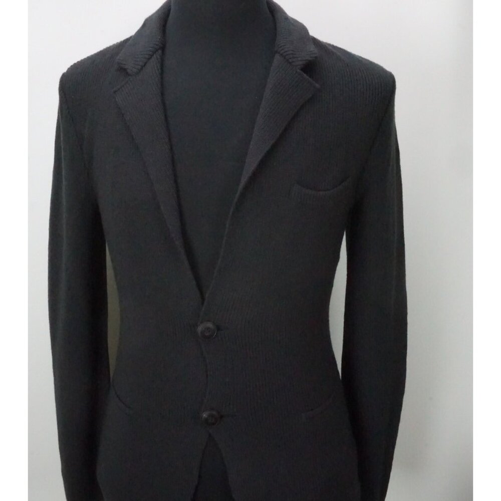 Giorgio Armani Black Label Charcoal Woven Knit Sweater Sport Coat Sz 48 EU NEW